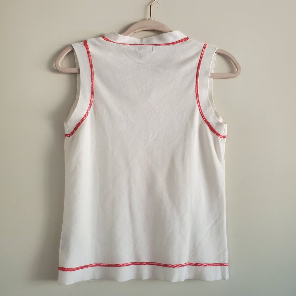 Izod Women's Knit Vest Medium White Tennis Prep Vintage Preppy Academia - Picture 5 of 9